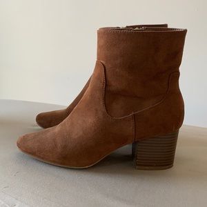 Brown suede booties 2.5 inch heel